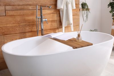 Contemporary Bathroom with Freestanding Tub